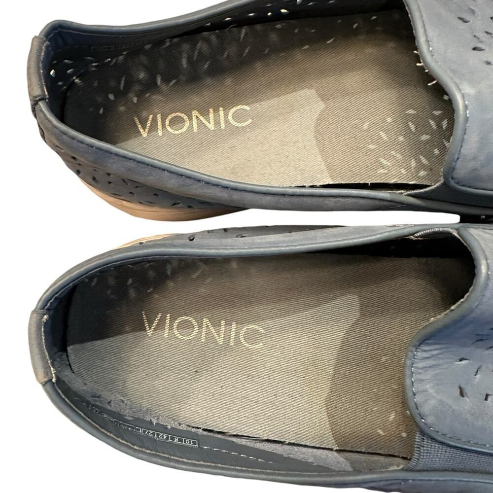 Vionic Women’s Size 10 Blue Nubuck Leather Slip On Sneakers - Picture 4 of 7